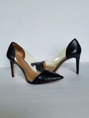 BCBGeneration Black Pointed Toe Pumps with Clear Panels